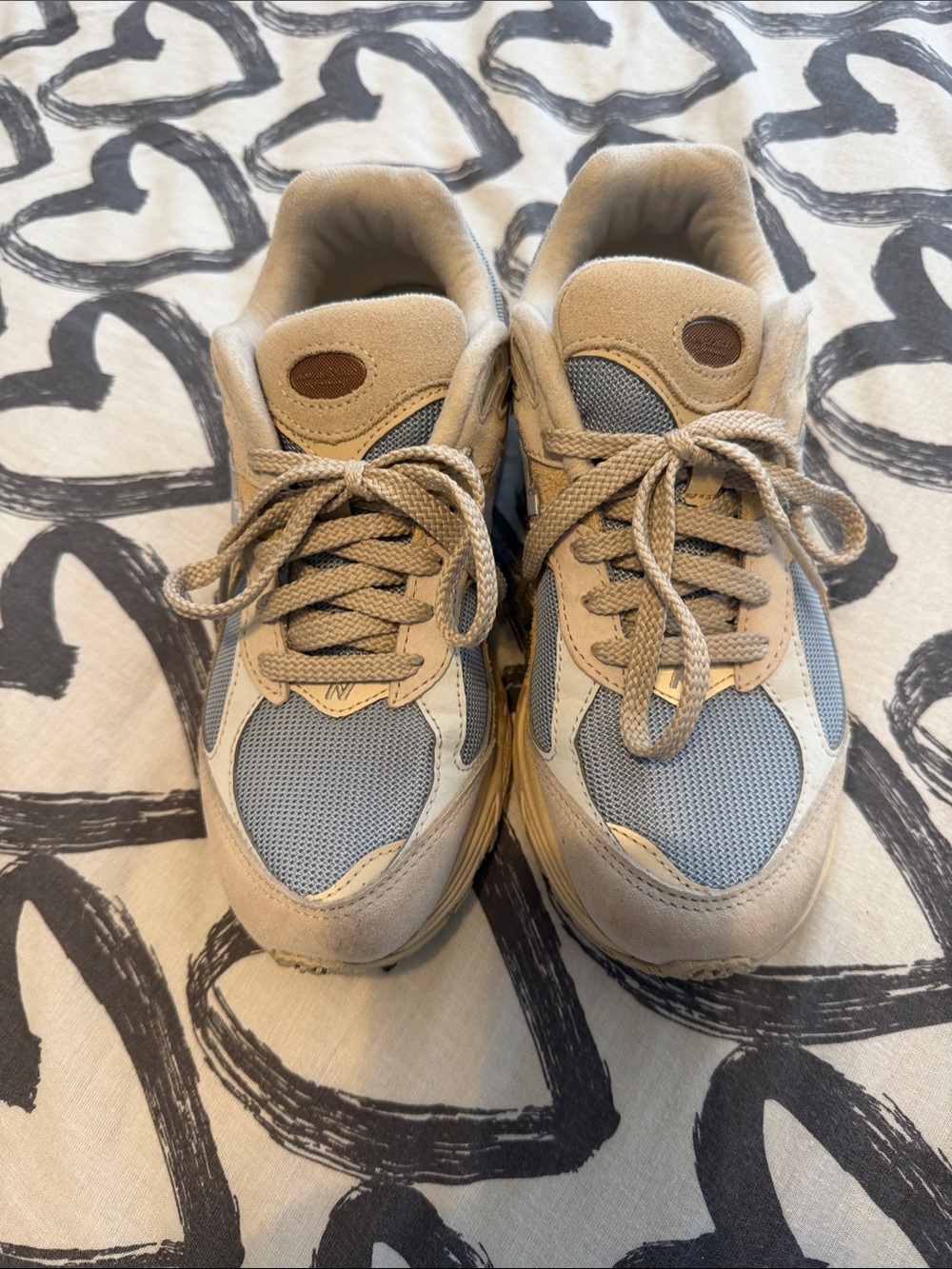 New Balance Beige and Light Blue Women's Sneakers - Casual Comfort
